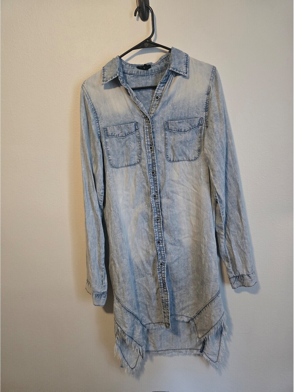 Hey Son Mineral Wash Denim RawHem Shirt Dress (S)